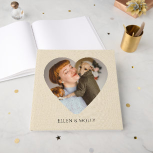 D'or Livre d'album photo de femme et de chien