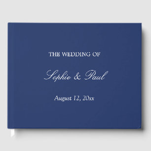 D'or Livre d'hôte Elegant Navy Blue Mariage