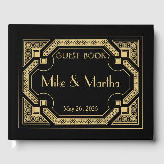 D'or Livre d'hôtes Art Déco Mariage