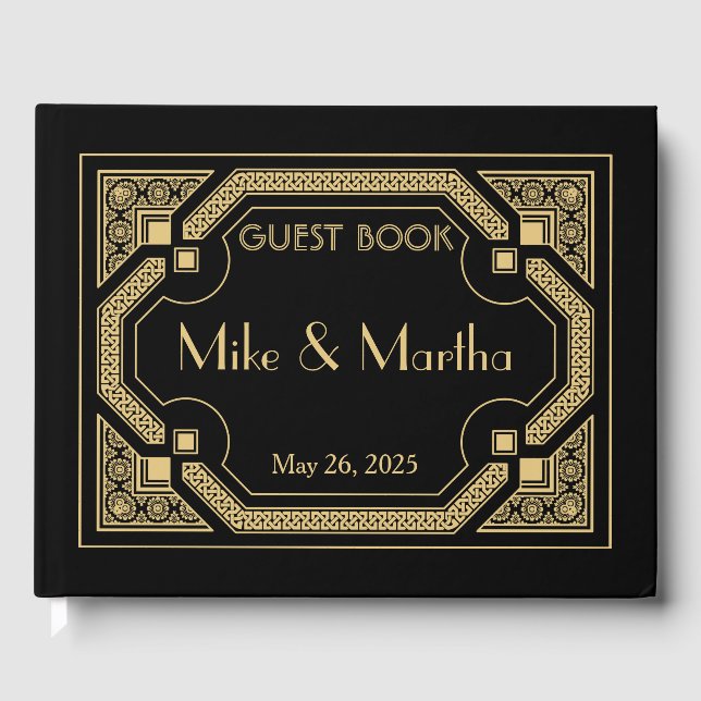 D'or Livre d'hôtes Art Déco Mariage (Recto)