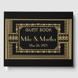 D'or Livre d'hôtes Art Déco Mariage