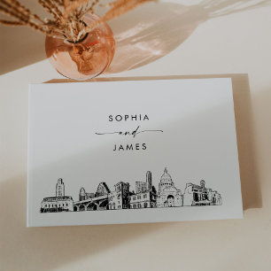 D'or Livre d'hôtes Austin Skyline Mariage