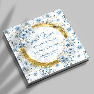 D'or Livre d'hôtes de luxe Pastel Blue Gold Parties sci