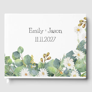 D'or Livre d'hôtes Mariage botanique Eucalyptus + Daisy