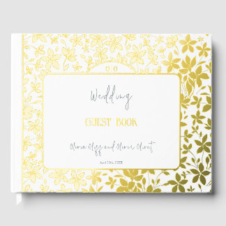 D'or Livre d'hôtes Mariage de petites fleurs