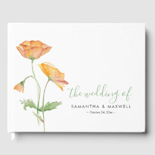 D'or Livre d'hôtes mariage Elégante aquarelle florale