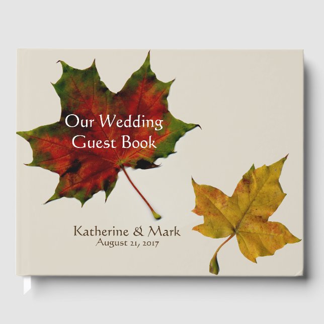 D'or Livre d'hôtes Mariage Fall Leaves (Recto)