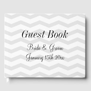 D'or Livre d'hôtes mariage glamour avec motif chevron
