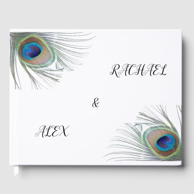 D'or Livre d'hôtes Mariage Peacock (Recto)