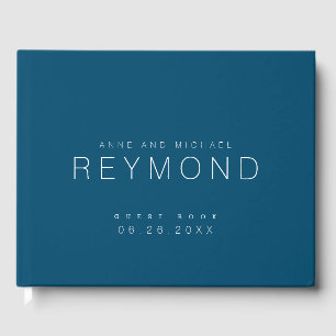 D'or Livre d'hôtes minimaliste moderne Mariage bleu fon