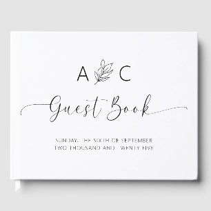 D'or Livre d'hôtes minimaliste moderne pour Mariage