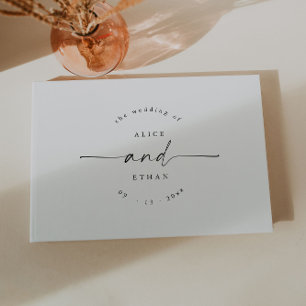 D'or Livre d'hôtes minimaliste moderne pour Mariage