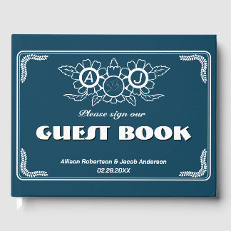 D'or Livre d'hôtes Ocean Blue & White Mariage