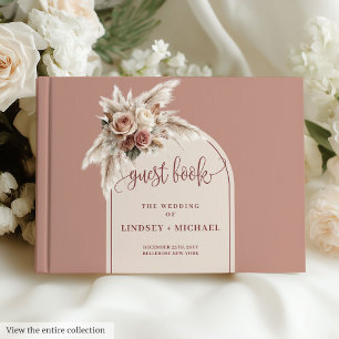 D'or Livre d'hôtes Rose de la Pampa rose et poussiéreus