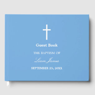 D'or Livre d'hôtes Stylish Blue Baptism