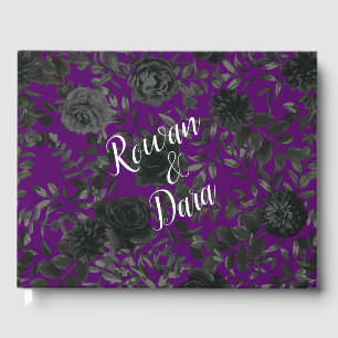 D'or Livre d'invité de Mariage gothique Rose violet et 