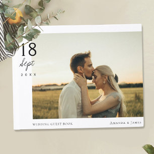 D'or Livre d'invité de mariage personnalisé avec photo