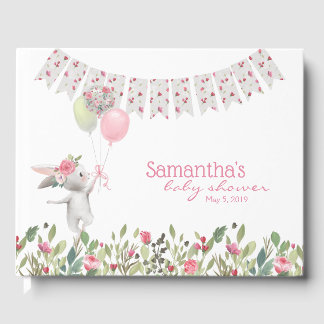D'or Livre d'invité du Baby shower Bunny Floral