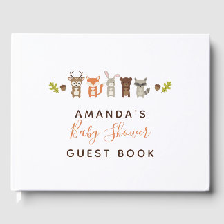 D'or Livre d'invité du Baby shower Woodland