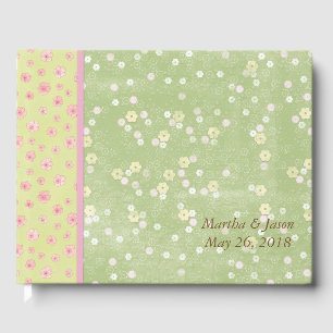 D'or Livre d'invité du Mariage campagnard de fleurs ver