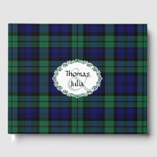 D'or Livre d'invité du Mariage de Black Watch Plaid