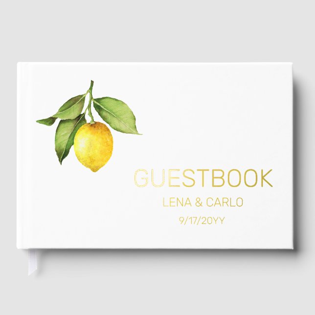 D'or Livre d'invité du Mariage de citron jaune (Recto)