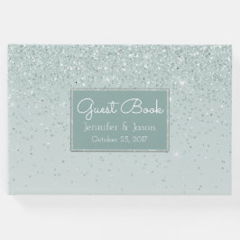 D'or Livre d'invité du Mariage de la Glitterie Verte Mi