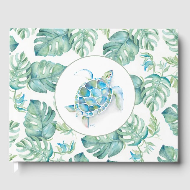 D'or Livre d'invité du Mariage de l'aquarelle tropicale (Recto)