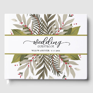 D'or Livre d'invité du Mariage du feuillage botanique M