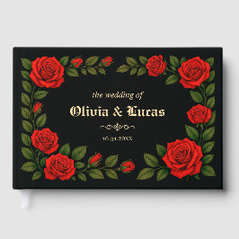 D'or Livre d'invité du Mariage gothique rose