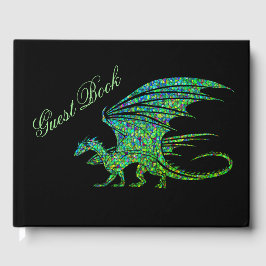 D'or Livre d'invité Extraordinaire Mosaic Green Dragon