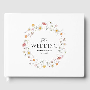 D'or Livre d'invité Floral Mariage personnalisé