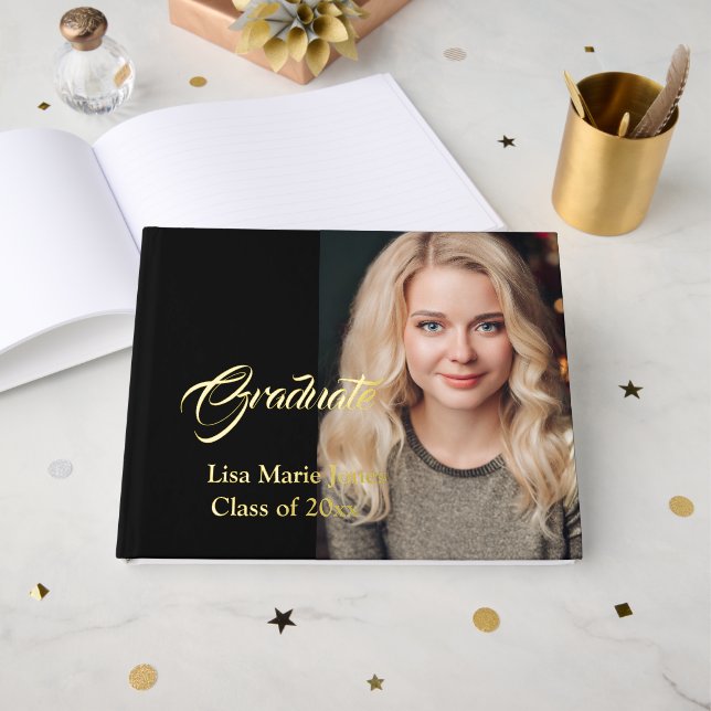 D'or Livre d'invité Graduate Real Foil (Recto ouvert)