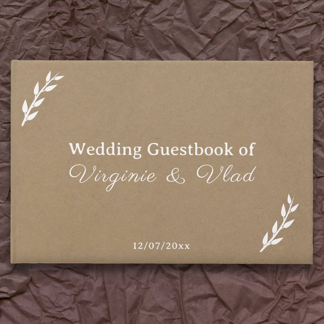 D'or Livre d'invité Kraft & Rustic Mariage (Kraft & Rustic Wedding Guest Book)