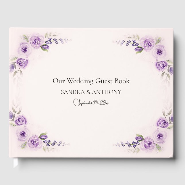 D'or Livre d'invité Lavender et Blush Mariage (Recto)