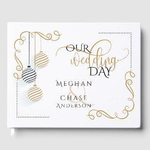 D'or Livre d'invité mariage   Baubles noirs et or moder