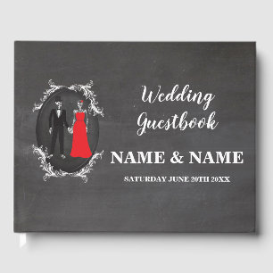 D'or Livre d'invité mariage Chalk Skeletons Skuls