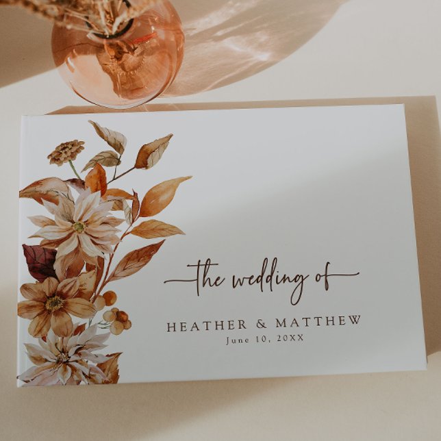 D'or Livre d'invité mariage de automne (Elegant Fall Floral Wedding Guest Book by Painted Paperie
)