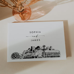D'or Livre d'invité Mariage de Seattle Skyline
