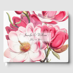 D'or Livre d'invité Mariage de Southern Pink Magnolias