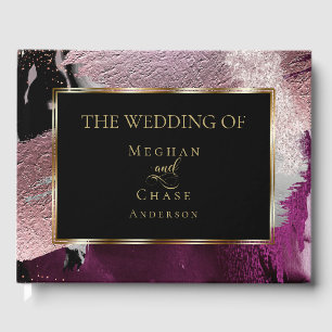 D'or Livre d'invité mariage Étonnant Gras Cassis Meta