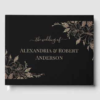 D'or Livre d'invité Mariage Fancy Gold Lines
