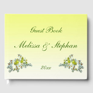 D'or Livre d'invité Mariage Floral Jaune