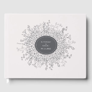 D'or Livre d'invité Mariage floral moderne esquissé