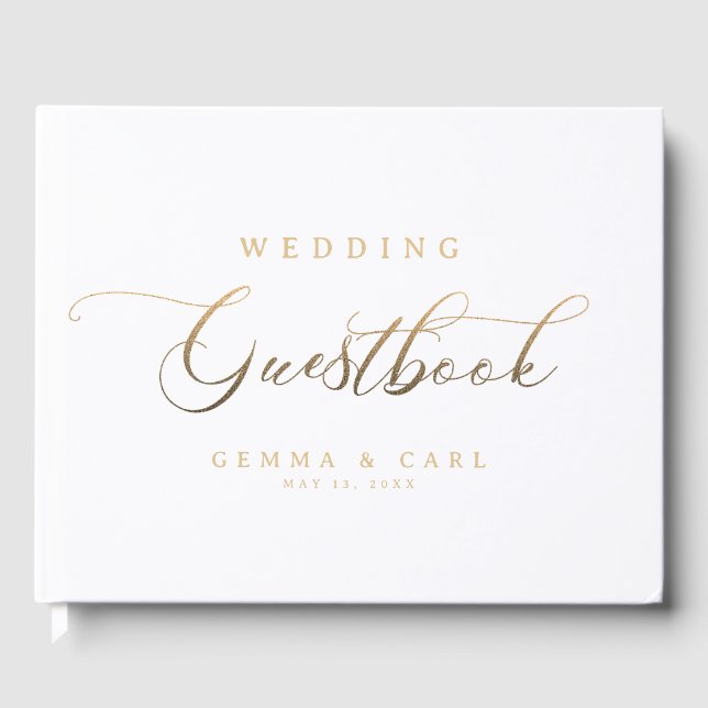 D'or Livre d'invité Mariage Gold Script (Recto)