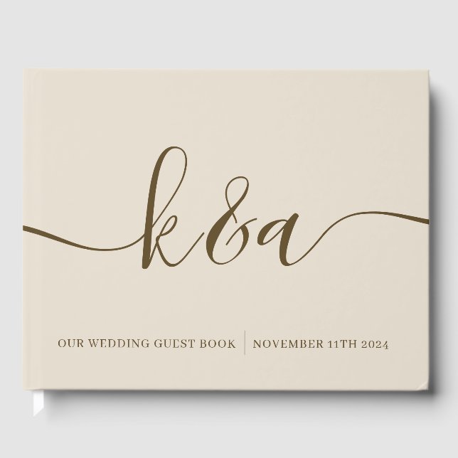 D'or Livre d'invité Mariage monogramme (Recto)