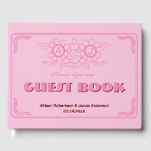 Livre d'invité Mariage rose brillant et audacieux