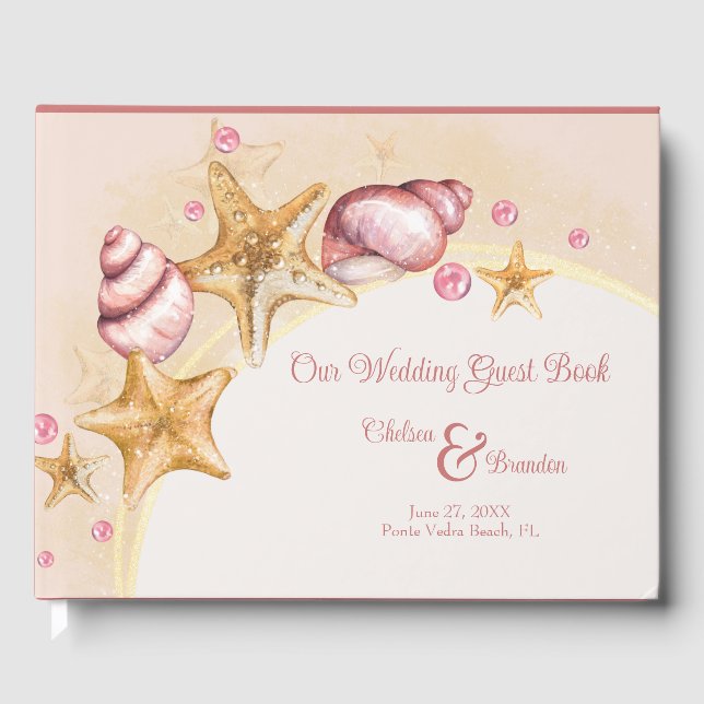 D'or Livre d'invité Mariage Seashell (Recto)