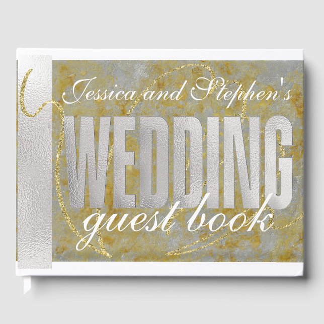 D'or Livre d'invité mariage Silver Lining (Recto)