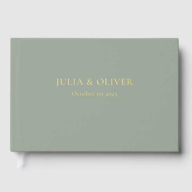 D'or Livre d'invité Mariage simple, Mariage lin invité  (Recto)